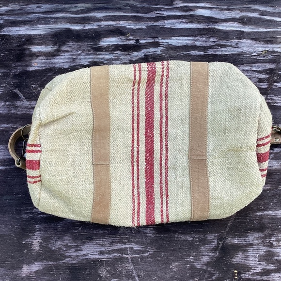 NEW free people Duffel jute linen weekender BAG - Picture 3 of 10